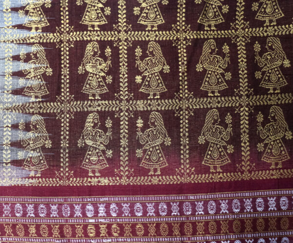 Maroon & White Handwoven Cotton Saree - Image 2