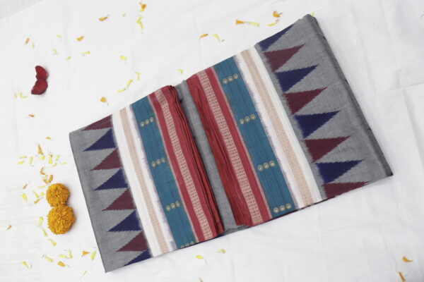 Grey Handwoven Cotton Saree - Image 10