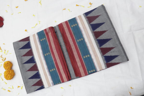 Grey Handwoven Cotton Saree - Image 3