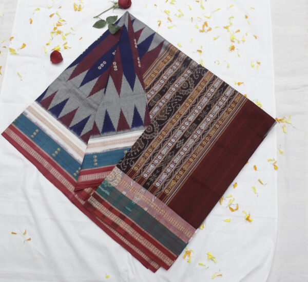 Grey Handwoven Cotton Saree - Image 7