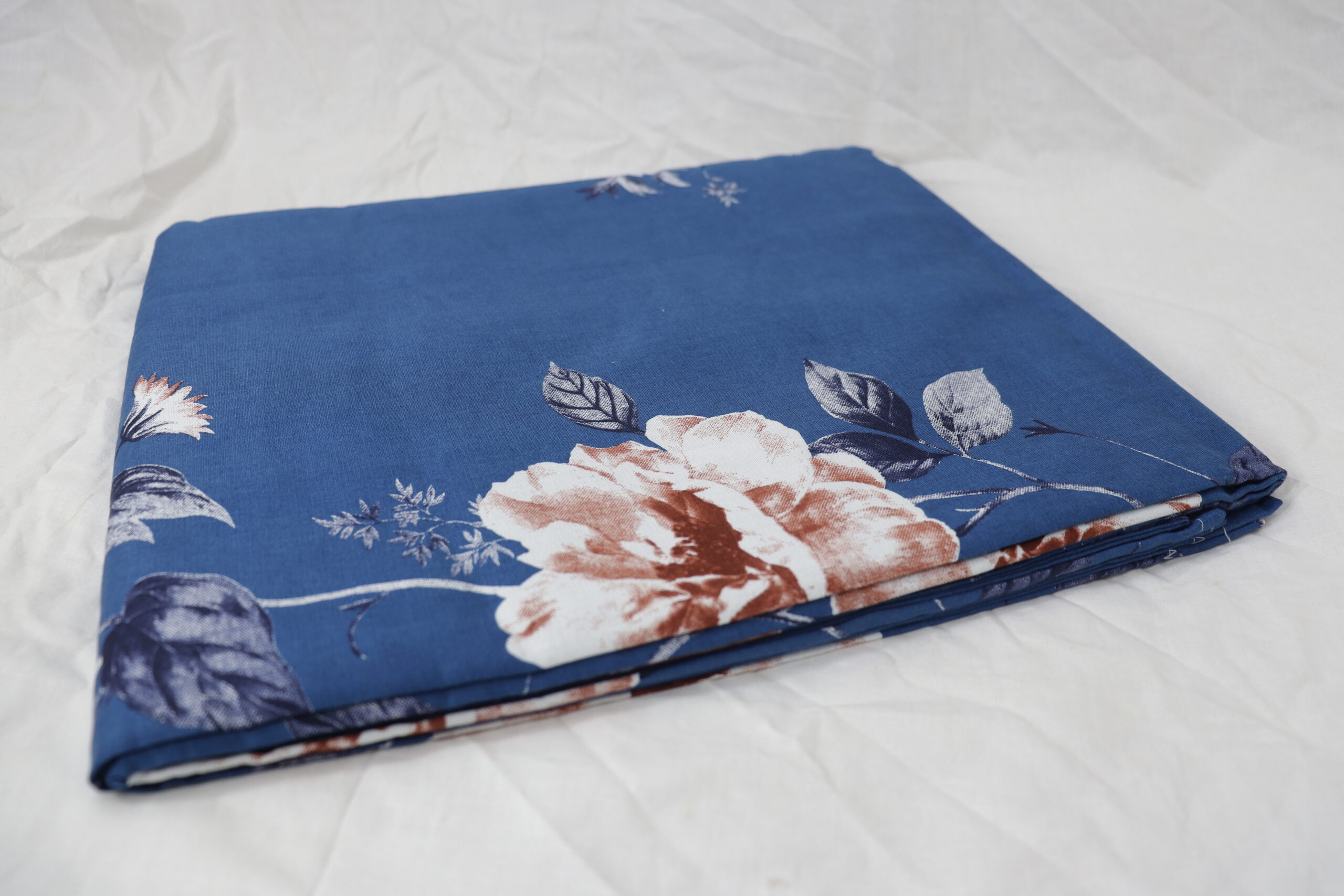 Blue Floral Printed Cotton Bedsheet - Image 2