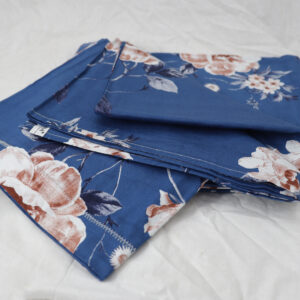 Blue Floral Printed Cotton Bedsheet
