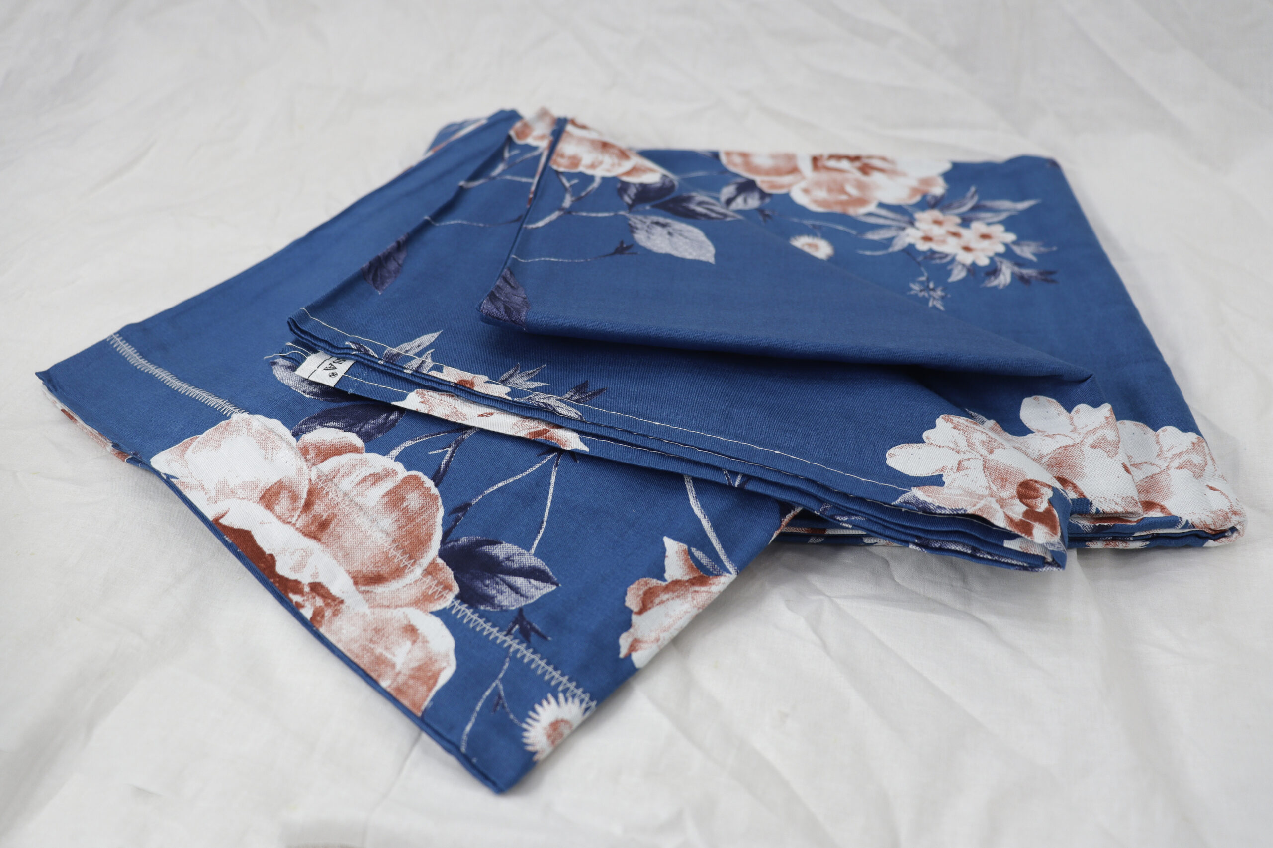 Blue Floral Printed Cotton Bedsheet