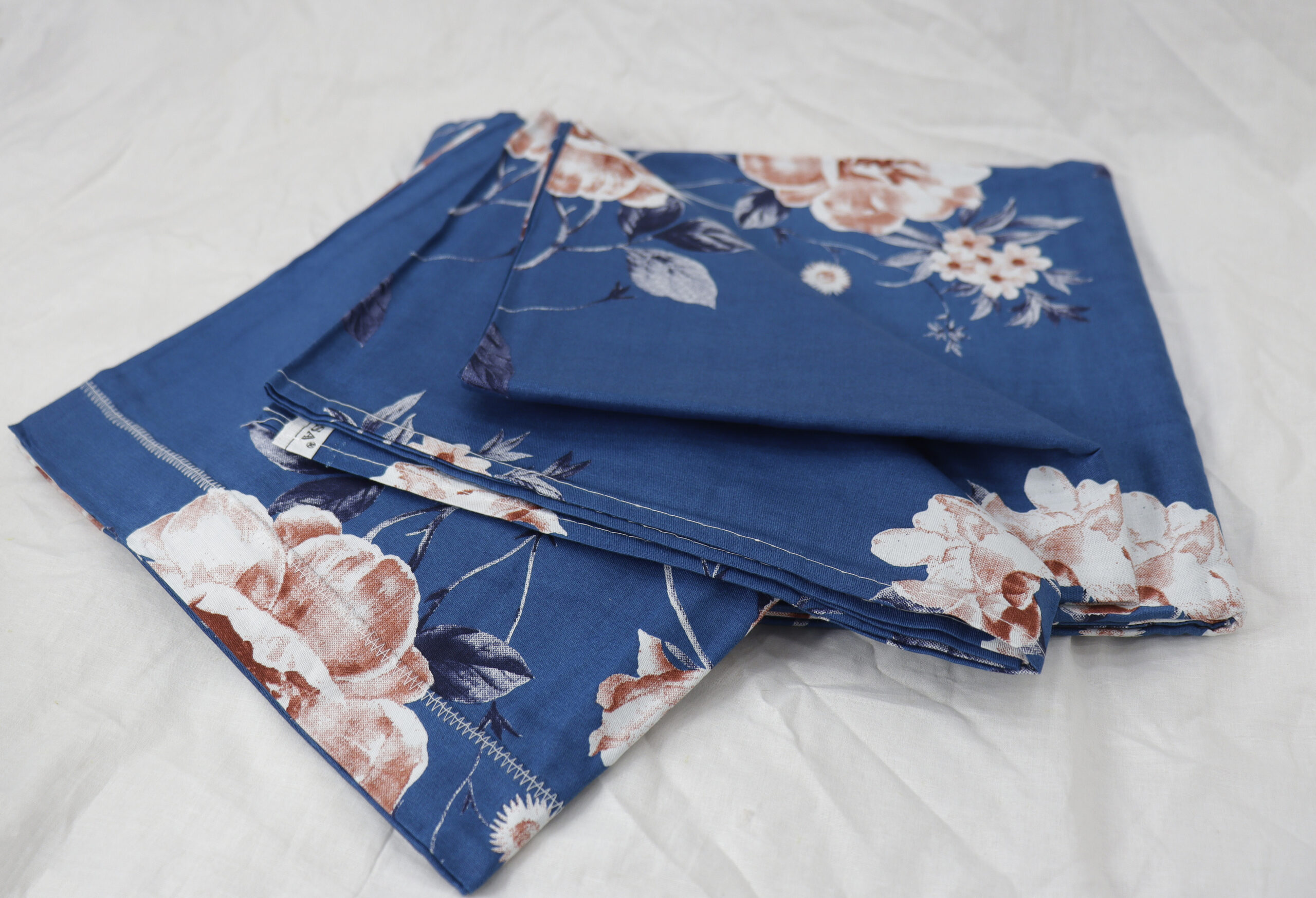 Blue Floral Printed Cotton Bedsheet - Image 6