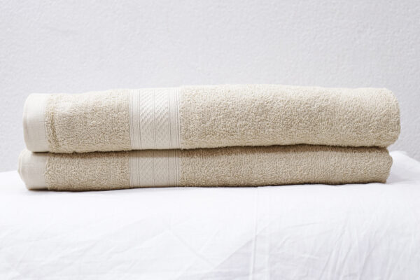Luxury Cotton Bath Towels - Ultra-Soft, Absorbent, and Quick Drying - Set of 2 (Beige)